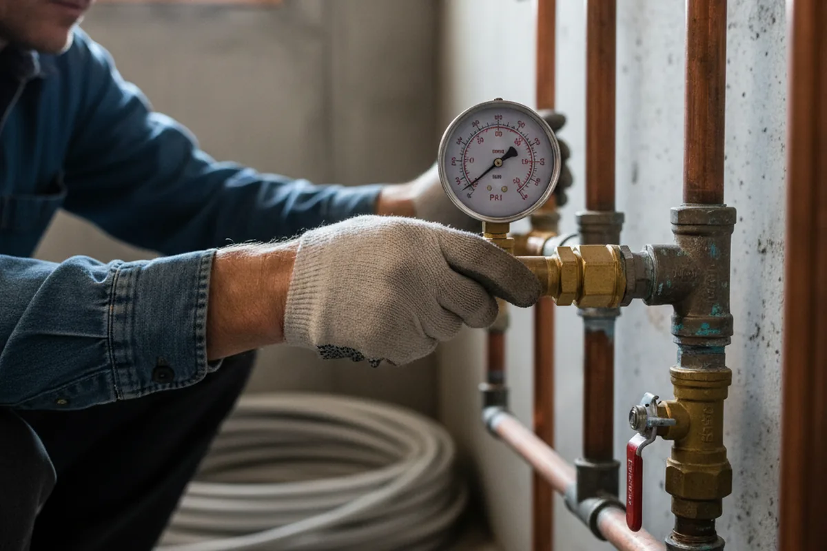 Pressure testing a repaired line during Water Line Repair in Beverly Hills